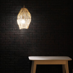 Sticker - bamboo chandelier lamp in a black room