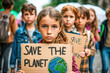 © Marta - Group of children in a demonstration in favor of the planet. Save the planet