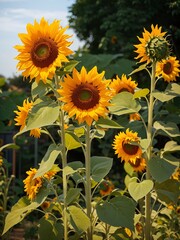  sunflower in garden at natural background Generative Ai