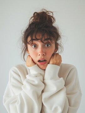 Shocked Young Woman with Wide Eyes and Open Mouth
