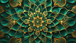 luxurious emerald and gold floral arabesque design, ceiling design  