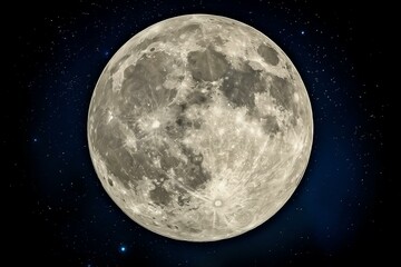Wall Mural - Luminous Full Moon Dominating a Starry Sky