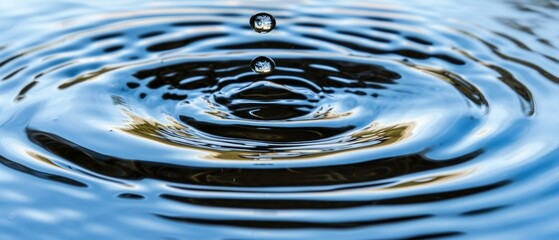 Poster - Water ripple with blue sky background. Generative AI.