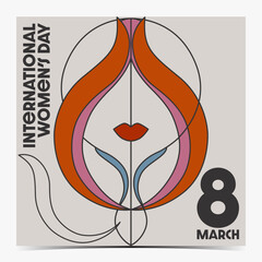 Wall Mural - International Women's Day, March 8 abstract cover, poster, greeting card, label, flyer, banner with geometric woman silhouette