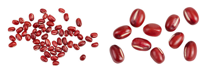 Wall Mural - Red adzuki beans isolated on white background. Top view. Flat lay.