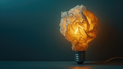 Idea and creativity concepts with paper crumpled ball and lamp.Think out of box.Business solution.