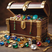 Casket Jewelry Box With Many Jewellery