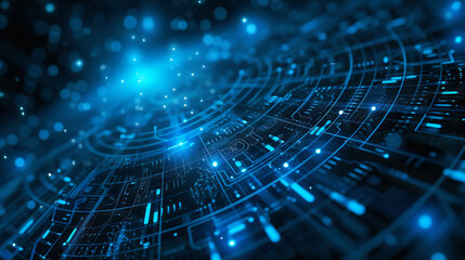 Wall Mural - blue tech background