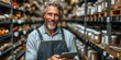 © Ben - Cheerful Entrepreneur in a Well-Stocked Warehouse, Managing Inventory with Digital Efficiency and a Personal Touch, Generative AI
