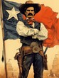 Texas Revolutionary War, history and memorial, wild west flag and symbol, western cowboy