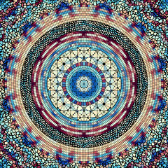 Fototapete - Vector seamless mosaic tile pattern. Ceramic tiles background. Mandala vector illustration.