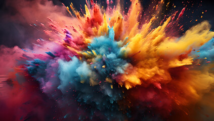 Splash of color pain, explosion powder colored,    Dust colors rainbow background, background powder splash multicolored,  paints the air,black  background, abstract pattern,rainbow hues
