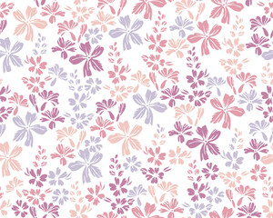  Tiny field buttercup flowers repeat pattern vector design. Ditsy primitive