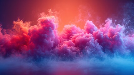 Wall Mural - a group of clouds floating in the air with a bright orange and blue sky in the middle of the picture