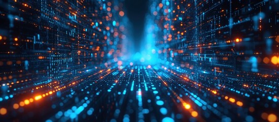 Futuristic big data transfer and cyberspace technology background. 3d illustration. AI generated