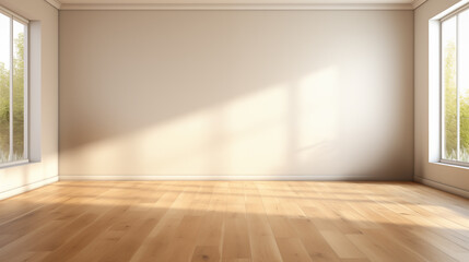 Wall Mural - Empty spacious room with light wood floor background image