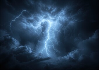 Wall Mural -  Heavy storm bringing thunder, lightnings and rain.