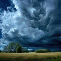 Wall Mural - A thundercloud in the evening sky with a peal.