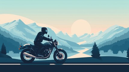 Wall Mural - Professional motorbike rider. A motorcycle rides fast on the road. Generative AI. Sport. Copy space for your custom text. Fast motion blur effect