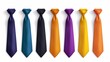 Colorful neckties for formal wear, white collar office workers outfit. Realistic ties set isolated on white background. 