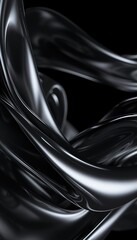 Wall Mural - Futuristic abstract black wavy forms background 