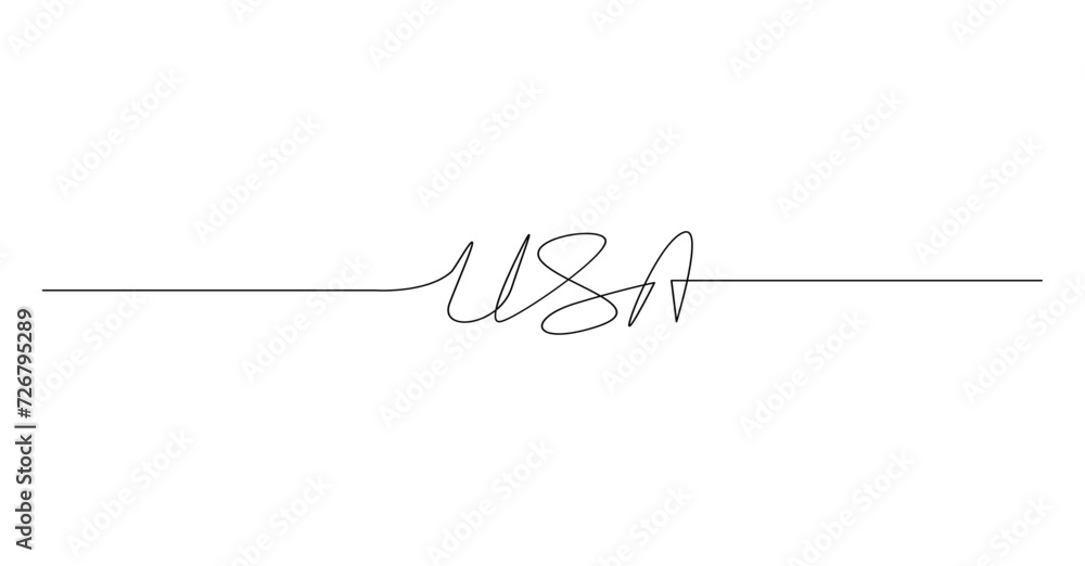 Us Map Line Work USA map one continuous line drawing. Country single line contour map ...