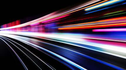 Light beams blurred in motion, illustration of speed