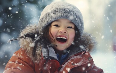 Sticker - portrait of a child in winter