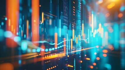 Leinwandbilder - Business and economic growth on global business network, Data analysis of financial and banking, Stock, AI, Technology and data connection, Security, Blockchain and Networking, Busines : Generative AI