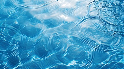 Poster - Water background. Blue water texture, blue mint water surface with rings and ripple. Spa concept background. Flat lay, top view, copy space, copy-space, place for text. : Generative AI