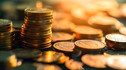 Aufkleber - Stock funding or money saving graph with coins. Background for business ideas and design. Chart for financial investment concept : Generative AI