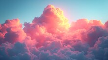 Sunset Sky In The Morning With Sunrise And Soft Pink Clouds With Yellow Tones. : Generative AI