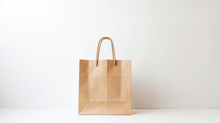  A shopping bag positioned against a pristine white background, creating a clean and minimalistic composition
