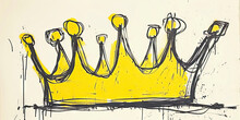 A Gold Yellow Crown Painting That Has Been Lightly Colored By A Black Pencil