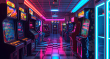 A Corridor With Lots Of Arcade Machines