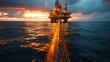 Oil drilling rig in the middle of the sea, Petroleum production
