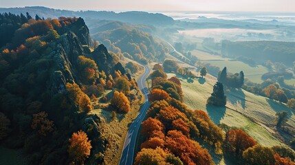 Canvas Print - view of the mountains in autumn