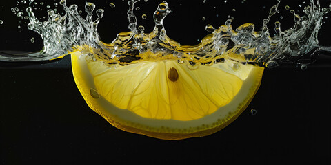 lemon splashing into water