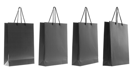 Wall Mural - Black shopping bag isolated on white, different sides