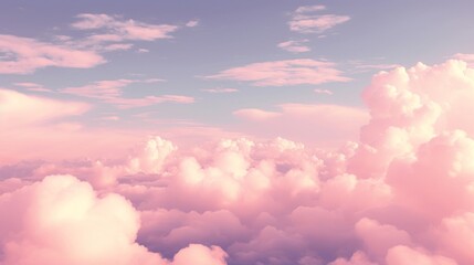 Wall Mural - soft pink clouds spreading across a gentle pastel sky, evoking calmness and tranquility.