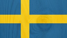 Wooden Grain Sweden National Country Flag Vector