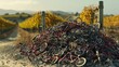 A heap of gs tangled up in a chaotic pile after a particularly intense hairpin turn in the vineyard racing track their tiny bikes abandoned in the background.