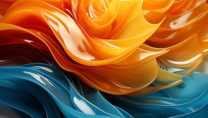 Poster - Abstract backdrop with multi colored wave pattern design generated by AI