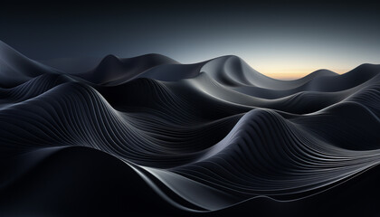 Wall Mural - Smooth wave pattern on dark horizon, rippled sand generated by AI