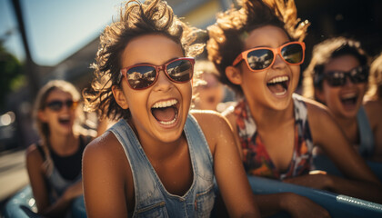 Poster - A carefree group of young adults enjoying a summer road trip generated by AI