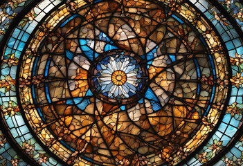  Stained Glass. Colorful. Art. Design. Window. Decorative. Pattern. Vibrant. Church. Light. Beautiful. Glasswork. Creative. Ornate. Religious. Illumination. Backlit. Aesthetic. AI Generated.