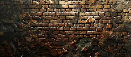 Poster - Damaged brick wall for graphic resources.