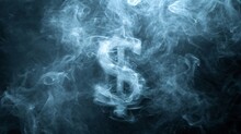 Smoke Billowing Out Of A Dollar Sign On A Black Background