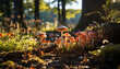 Freshness of autumn Close up of edible mushroom in uncultivated forest generated by AI
