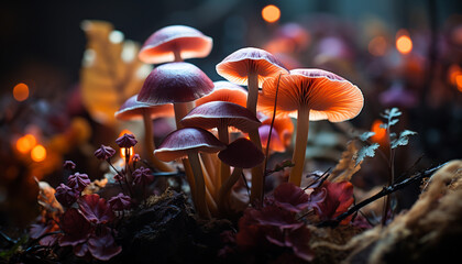 Wall Mural - Freshness and beauty in nature a close up of a yellow toadstool generated by AI